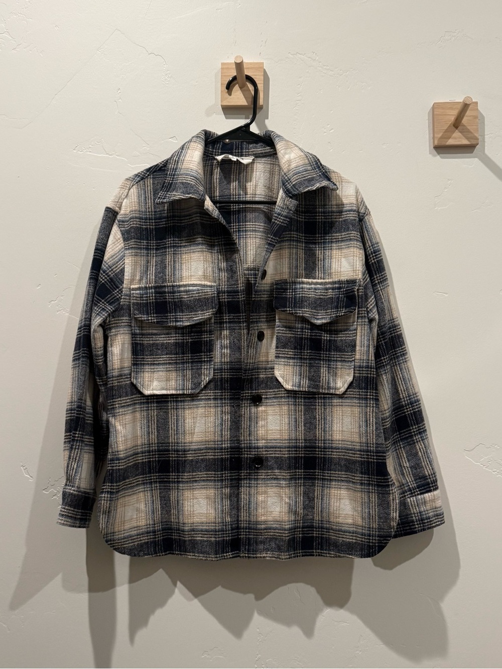 BB Dakota by Steve Madden Navy & Cream Plaid Button-Down Shacket